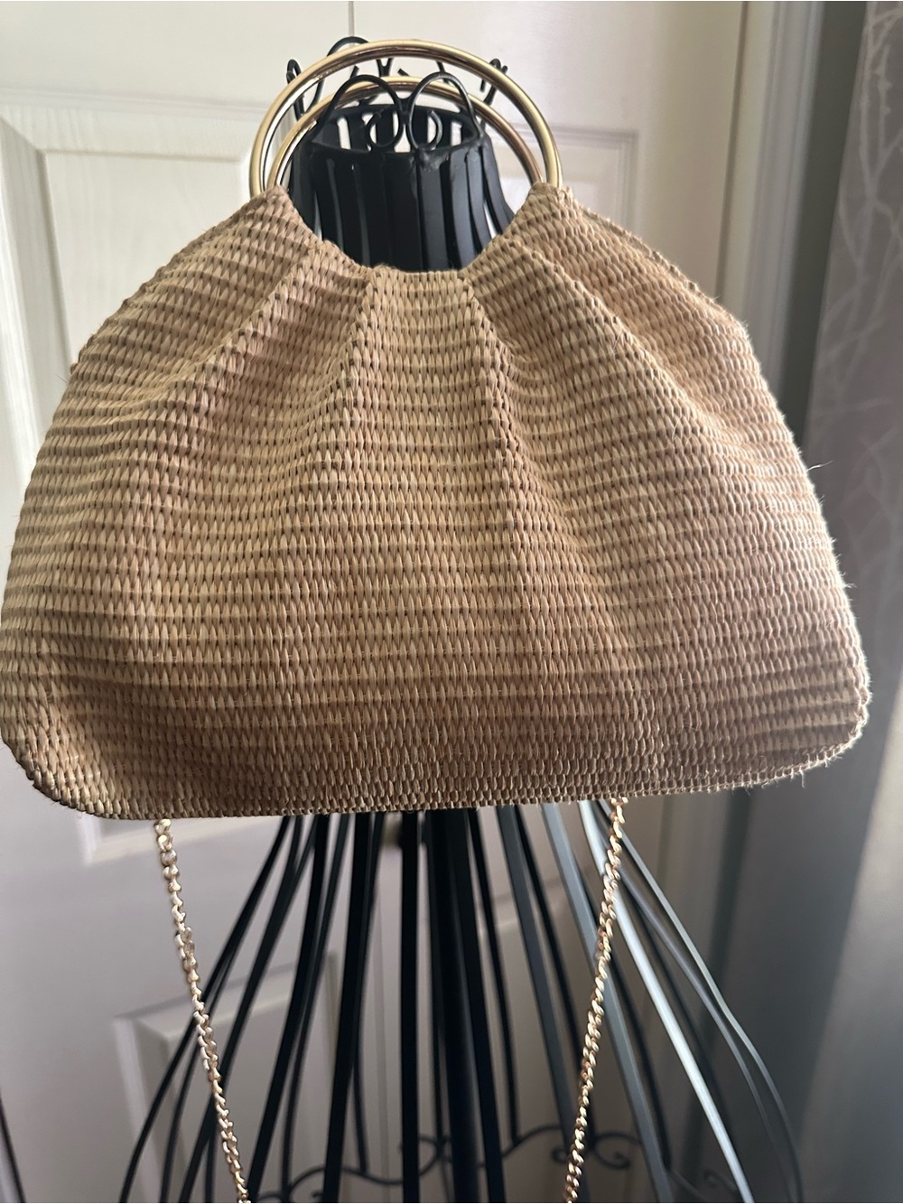 Urban Expressions Harper Straw Studded Evening Bag – Natural Gold Accent - Picture 6 of 6